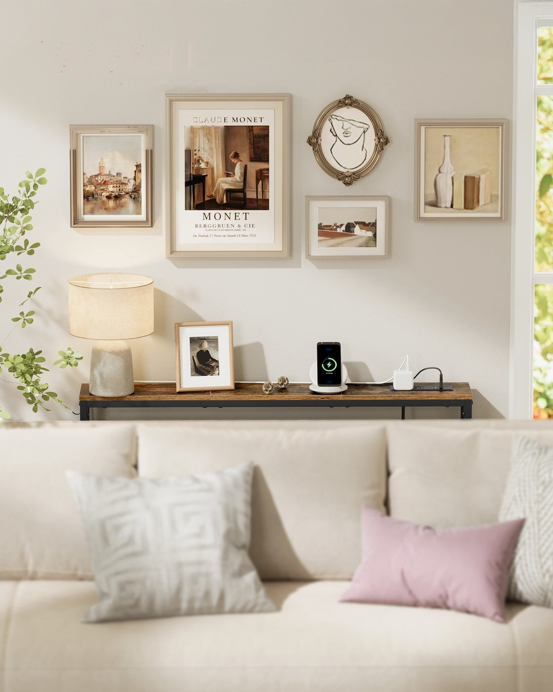 Slim Console Table With Power Outlet And Hook - product photo 02