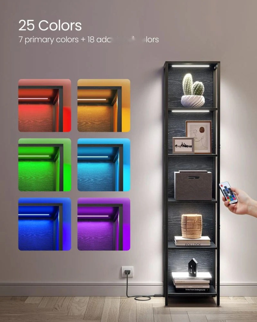 6 Tier LED Bookshelf With Dimmable Lights – product view 4 | Stanwick Interiors