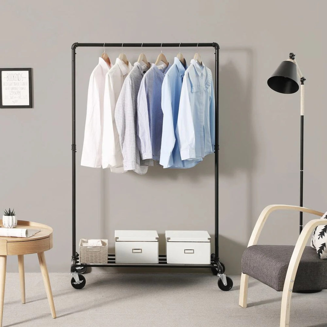 Clothes Rack Heavy Duty Rolling Garment Rack With Shelf 39.4in – product view 5 | Stanwick Interiors