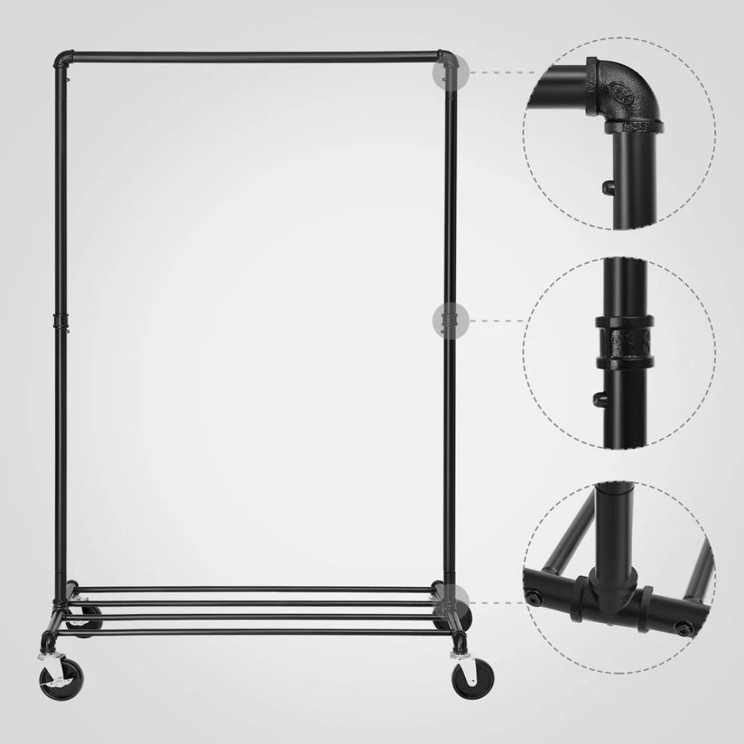 Clothes Rack Heavy Duty Rolling Garment Rack With Shelf 39.4in – product view 6 | Stanwick Interiors