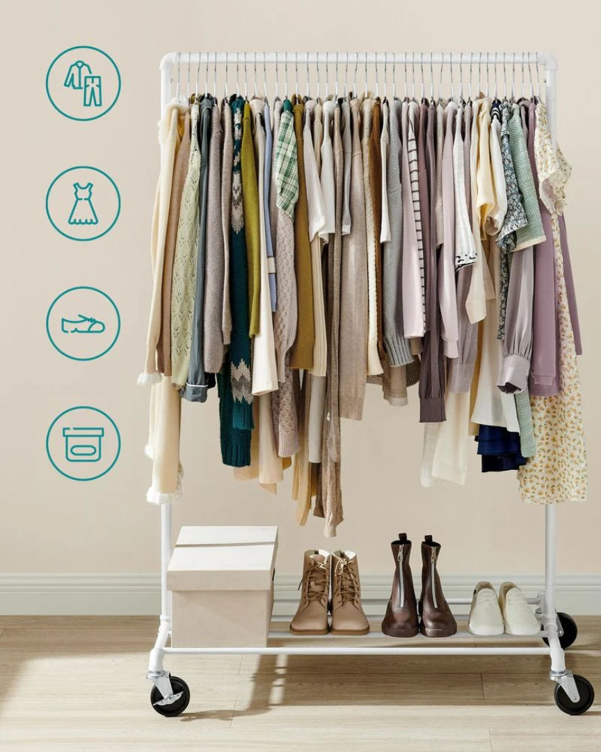 Clothes Rack Heavy Duty Rolling Garment Rack With Shelf 39.4in – product view 9 | Stanwick Interiors