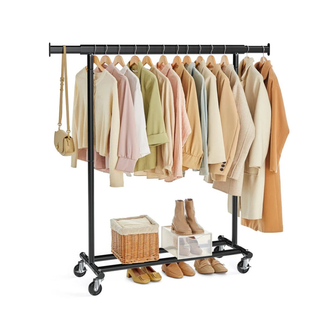 Clothes Rack With Extendable Rail Rolling Garment Rack 36.2-52in – product view 1 | Stanwick Interiors