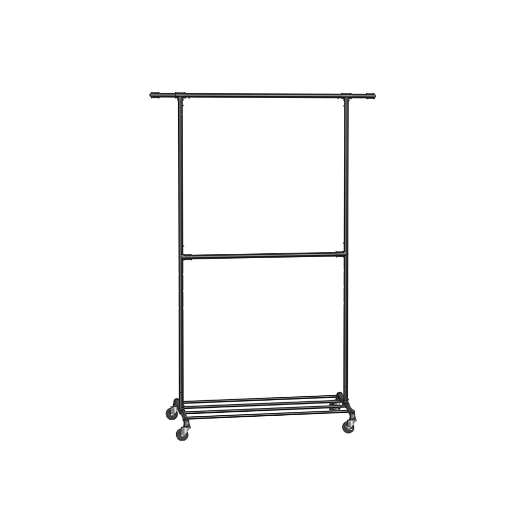 Clothing Rack Double Rod Rolling Garment Rack Heavy Duty – product view 1 | Stanwick Interiors