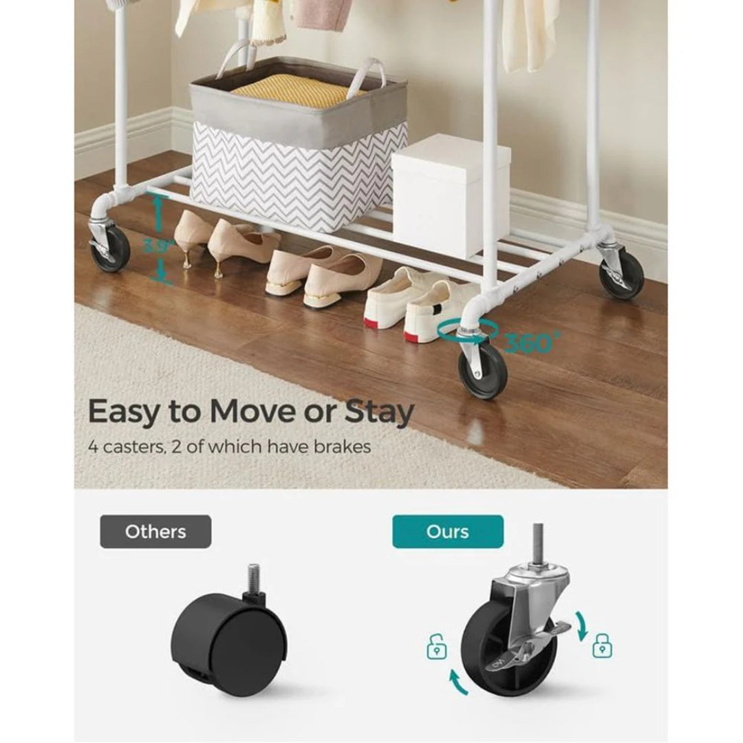 Clothing Rack With Shelf Heavy Duty Rolling Garment Rack 39.4in – product view 7 | Stanwick Interiors