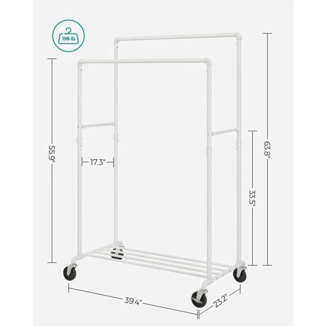Clothing Rack With Shelf Heavy Duty Rolling Garment Rack 39.4in – product view 9 | Stanwick Interiors