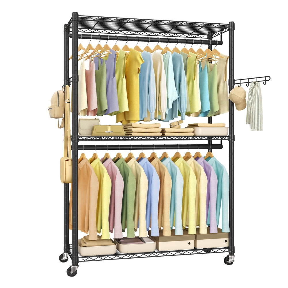 Heavy-Duty Rolling Clothes Rack - product photo 01