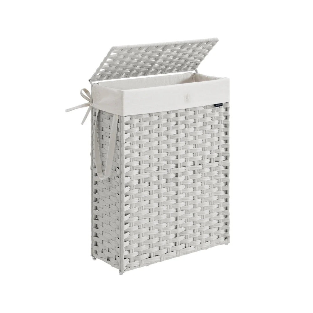 Slim Laundry Hamper With Lid 14.5 Gallon Rattan Basket – product view 3 | Stanwick Interiors