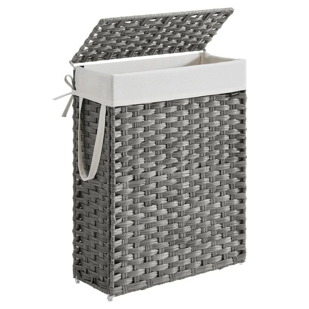 Slim Laundry Hamper With Lid 14.5 Gallon Rattan Basket – product view 8 | Stanwick Interiors