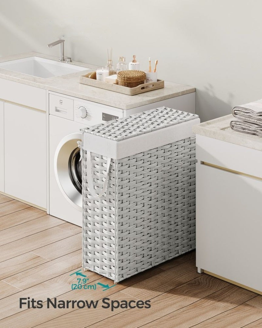 Slim Laundry Hamper With Lid 14.5 Gallon Rattan Basket – product view 11 | Stanwick Interiors