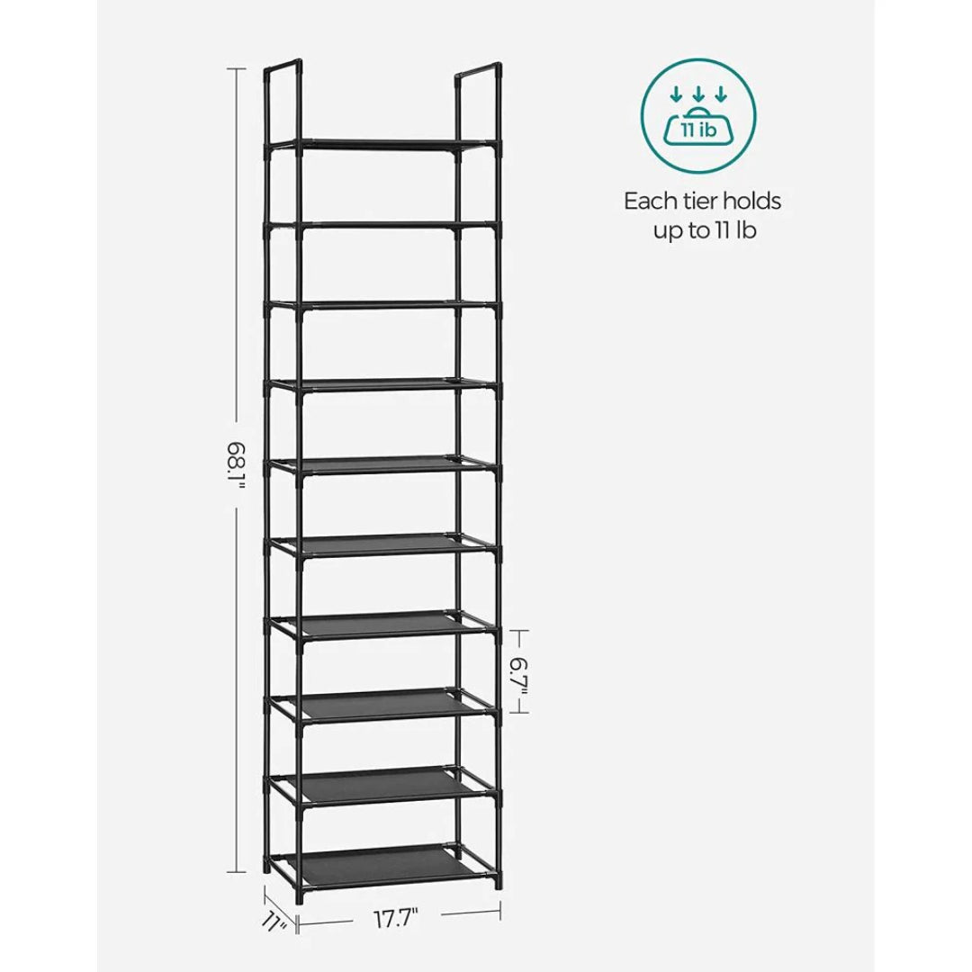 10 Tier Shoe Rack With Metal Frame – product view 9 | Stanwick Interiors
