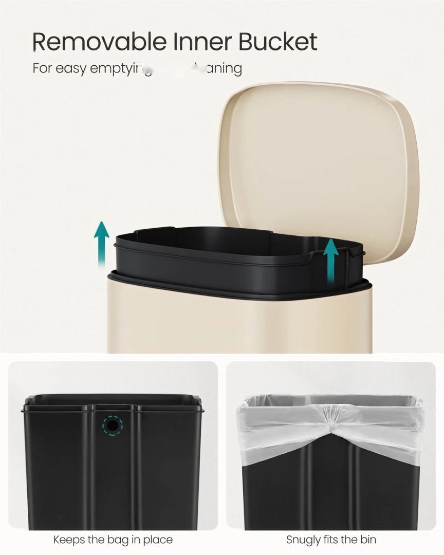 13-Gallon Stainless Steel Step Trash Can with Soft-Close Lid – product view 34 | Stanwick Interiors