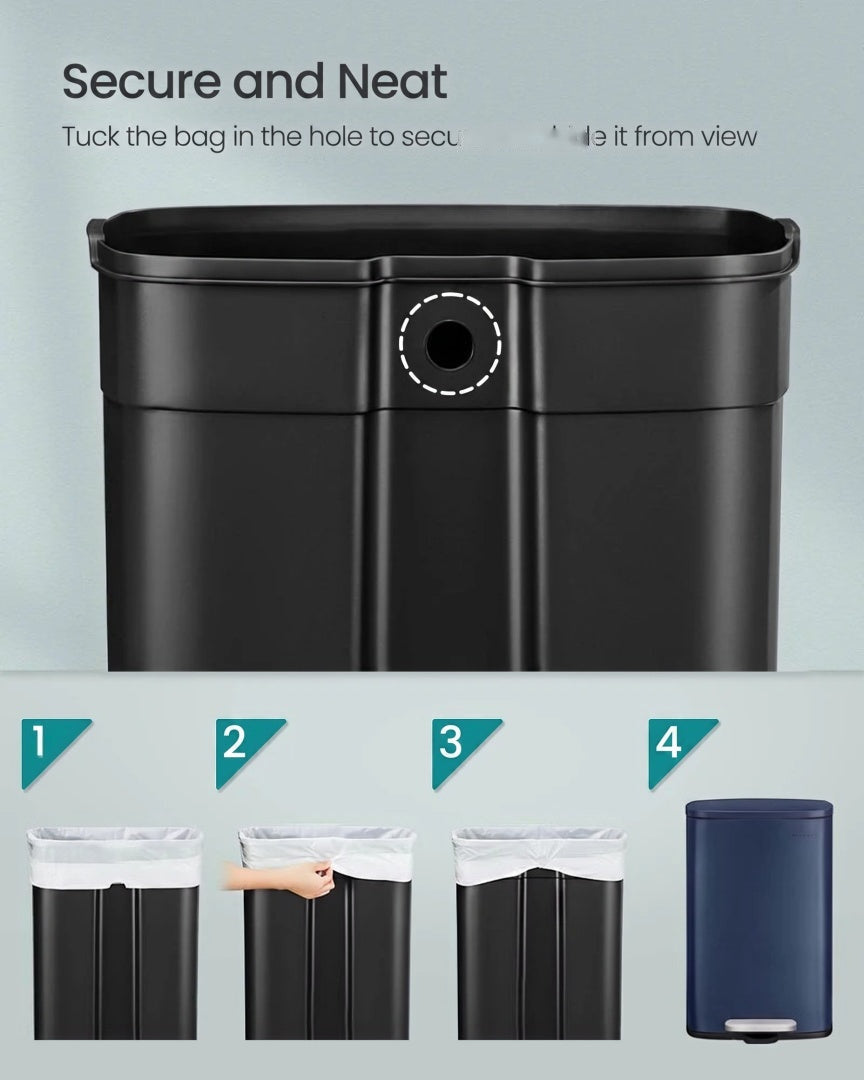 13-Gallon Stainless Steel Step Trash Can with Soft-Close Lid – product view 44 | Stanwick Interiors