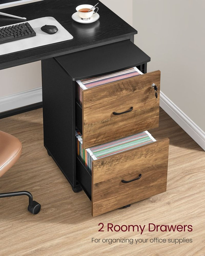 2 Drawer Rolling File Cabinet With Lock & Wheels – product view 2 | Stanwick Interiors