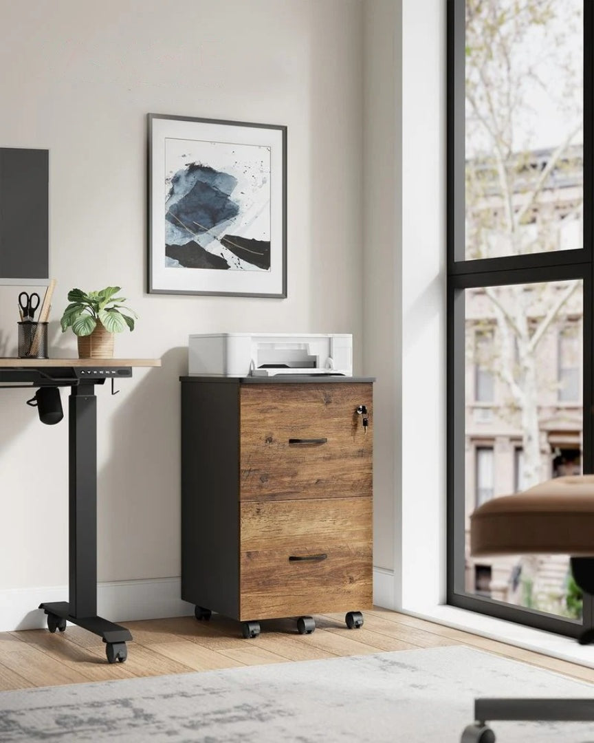 2 Drawer Rolling File Cabinet With Lock & Wheels – product view 3 | Stanwick Interiors