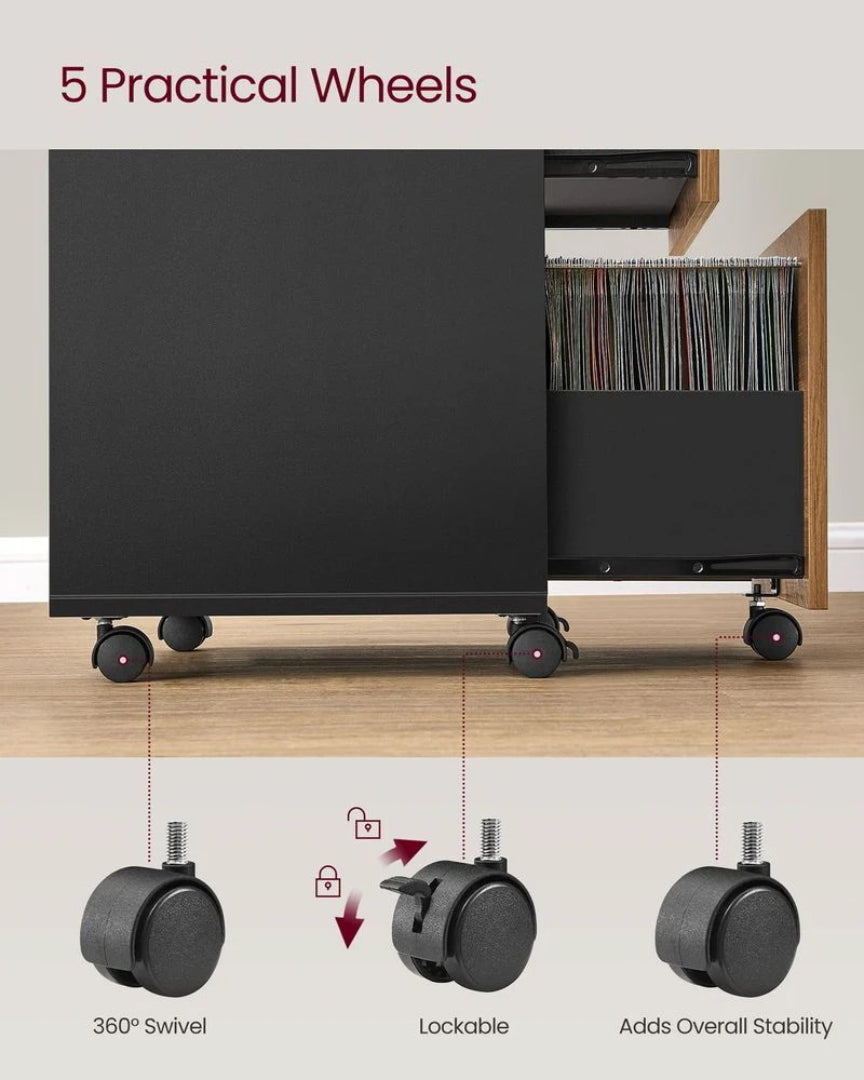 2 Drawer Rolling File Cabinet With Lock & Wheels – product view 5 | Stanwick Interiors