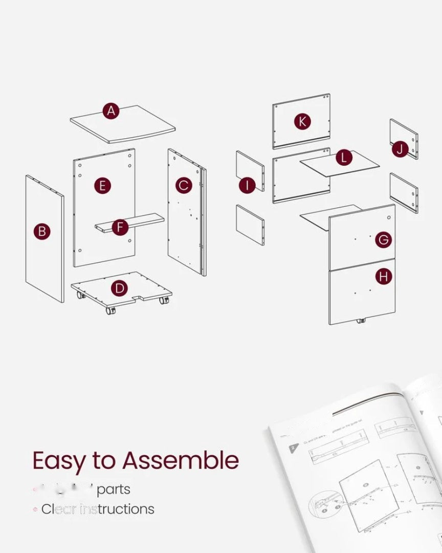 2 Drawer Rolling File Cabinet With Lock & Wheels – product view 7 | Stanwick Interiors