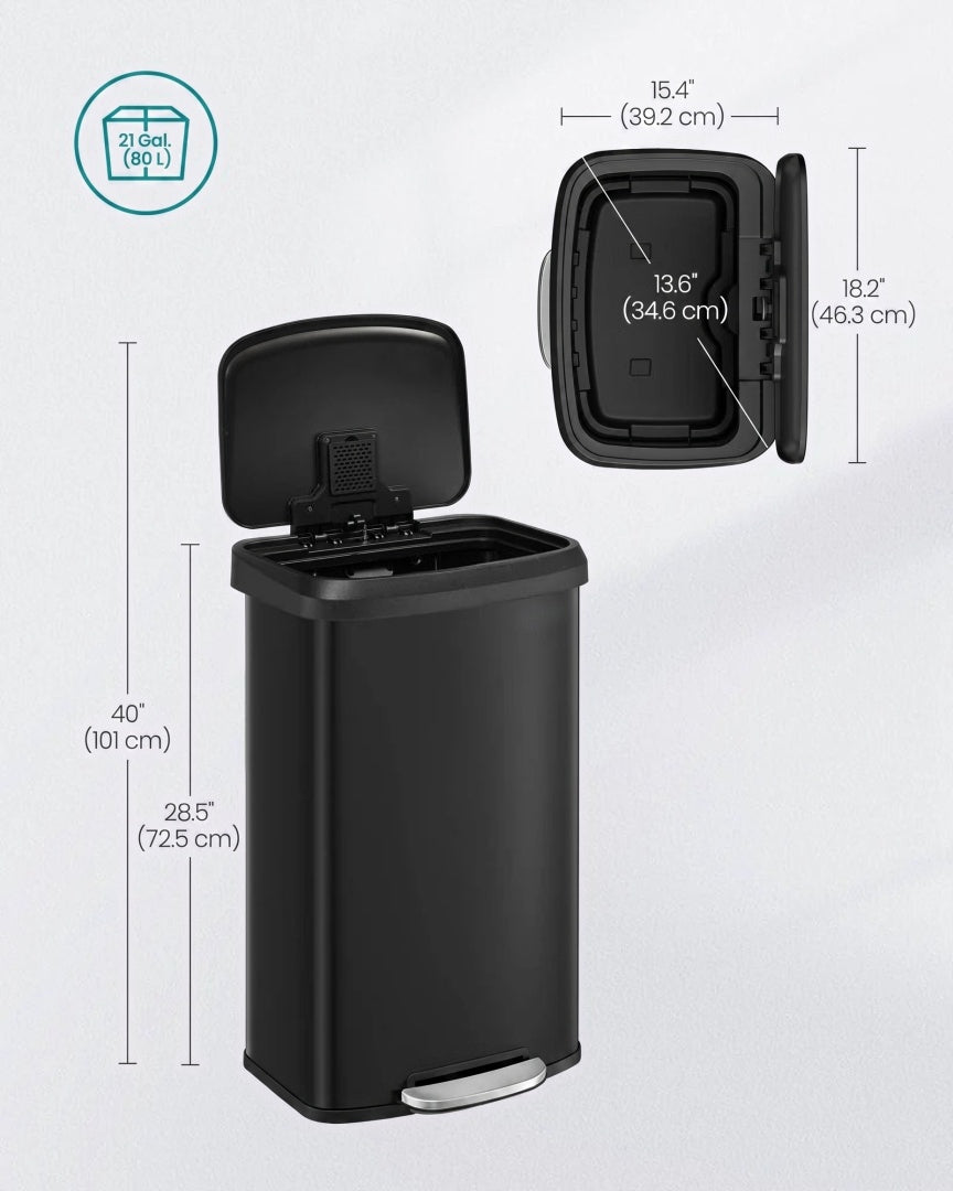 21-Gallon Stainless Steel Kitchen Trash Can with Soft-Close Lid – product view 13 | Stanwick Interiors
