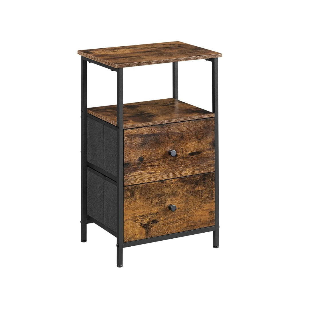 24-Inch Side Table with 2 Fabric Drawers and Storage Shelf – product view 2 | Stanwick Interiors