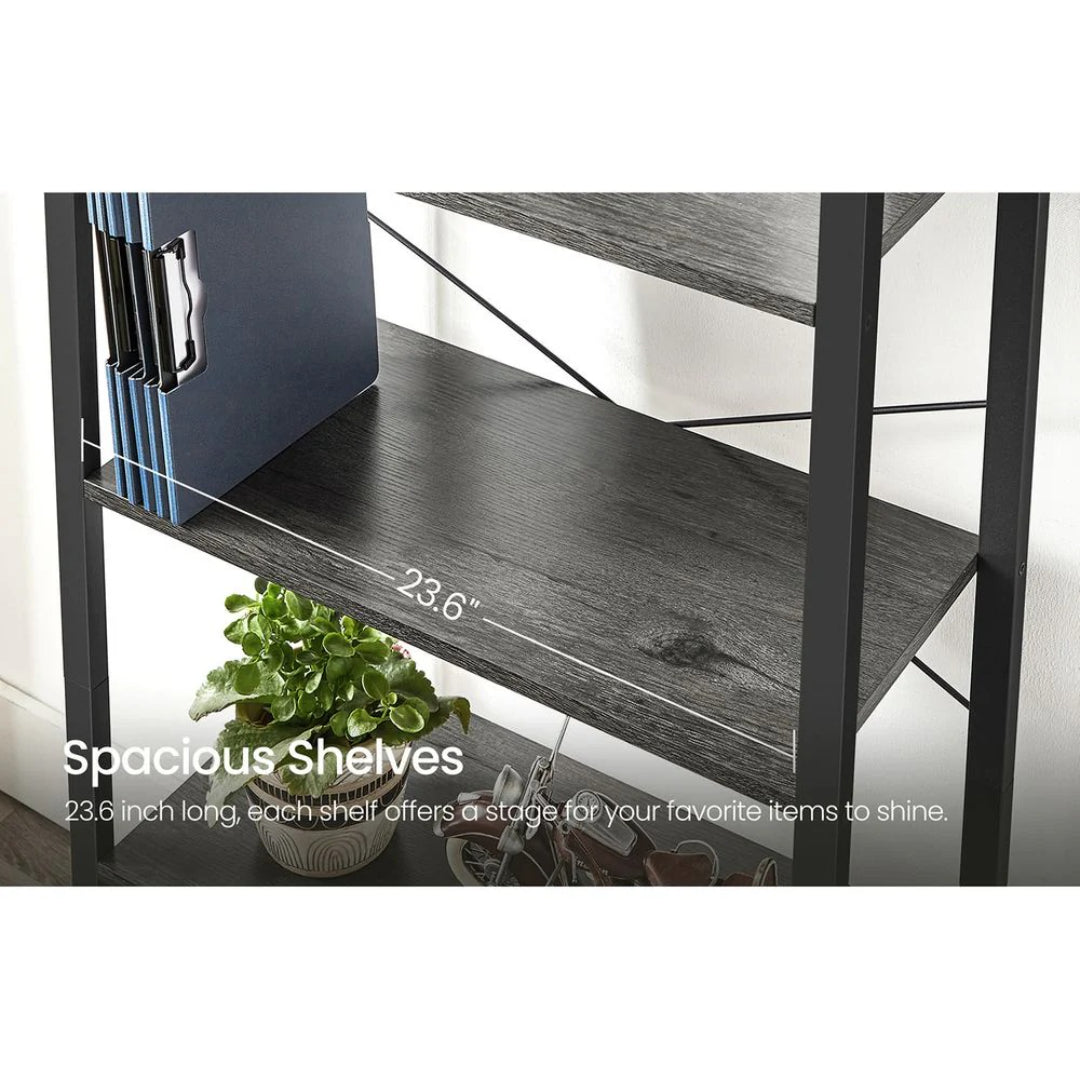 4 Tier Bookshelf With Steel Frame Industrial Storage Shelf – product view 19 | Stanwick Interiors