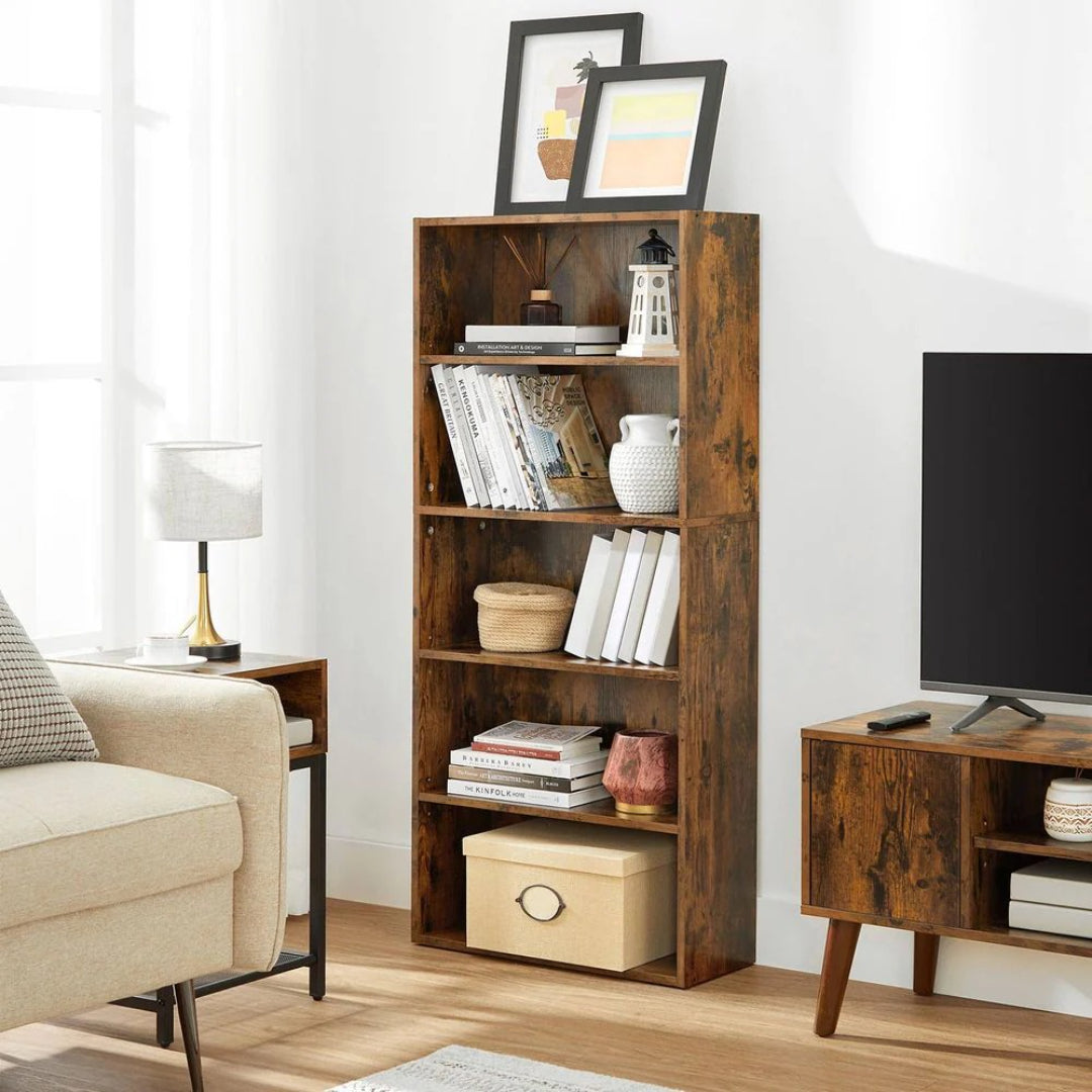 5 Tier Open Bookcase With Adjustable Storage Shelves – product view 2 | Stanwick Interiors