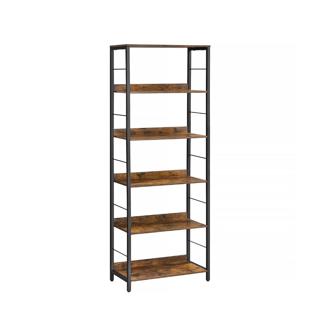 6 Tier Industrial Bookshelf With Steel Frame Storage Shelf – product view 1 | Stanwick Interiors