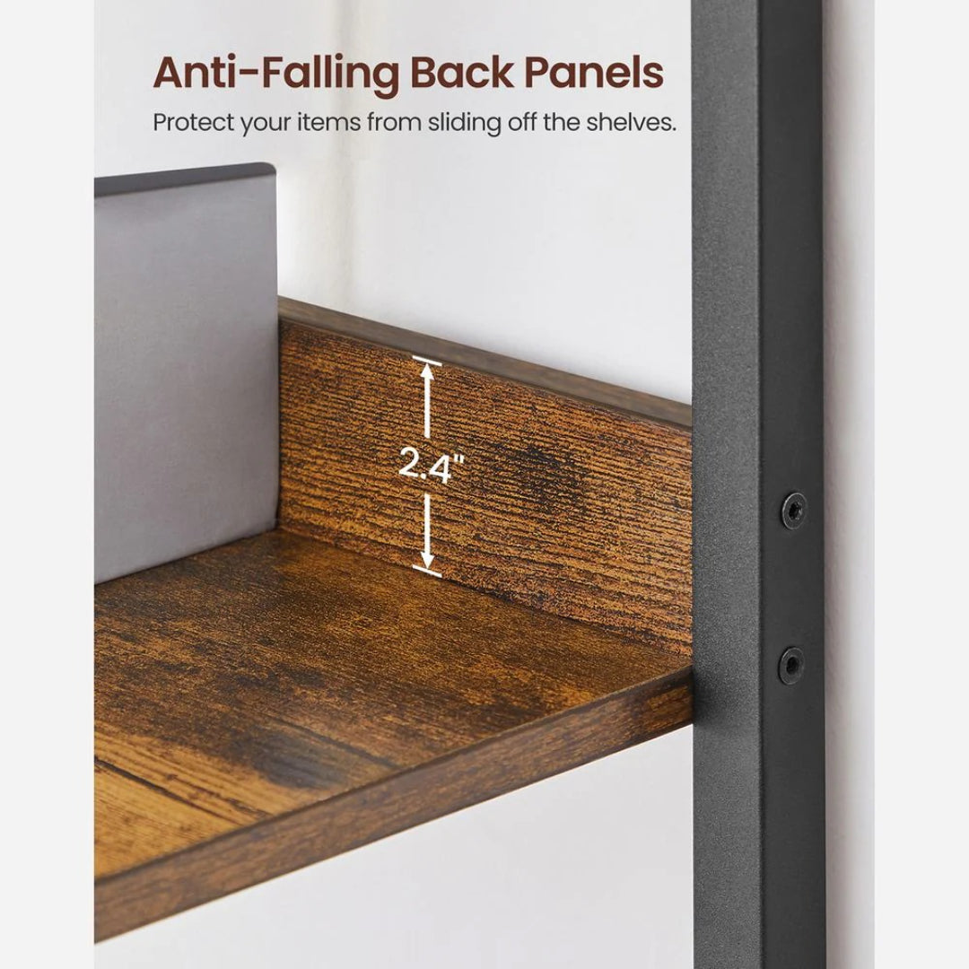 6 Tier Industrial Bookshelf With Steel Frame Storage Shelf – product view 4 | Stanwick Interiors