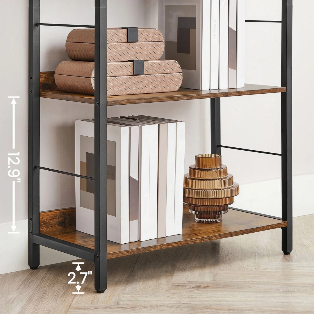 6 Tier Industrial Bookshelf With Steel Frame Storage Shelf – product view 6 | Stanwick Interiors