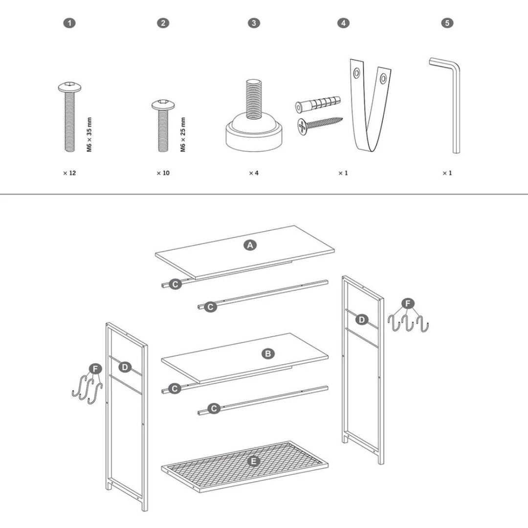 Baker’s Rack with 3 Shelves and Hooks – product view 2 | Stanwick Interiors