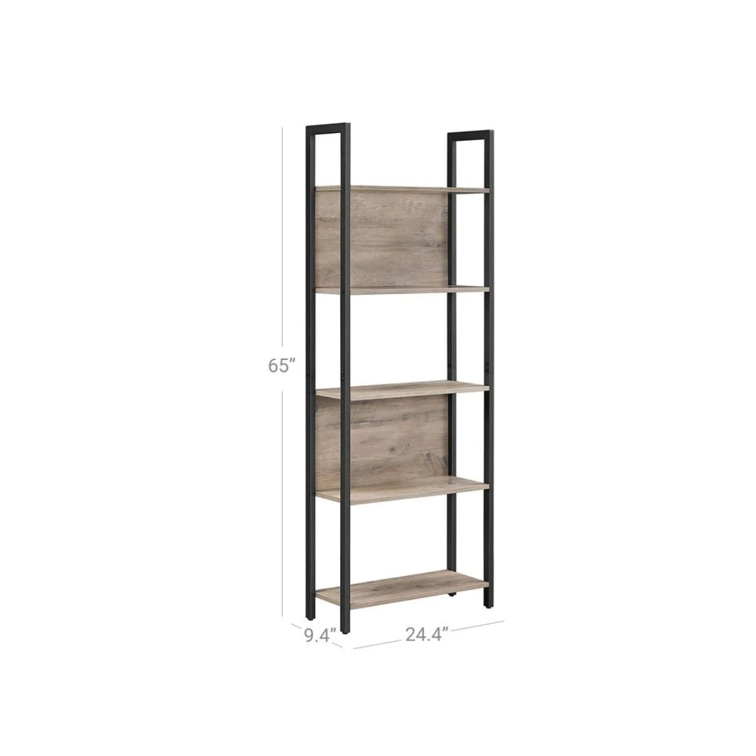 5 Tier Bookshelf With Steel Frame – product view 7 | Stanwick Interiors