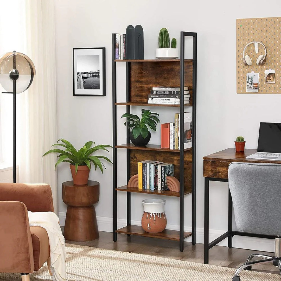 5 Tier Bookshelf With Steel Frame – product view 8 | Stanwick Interiors