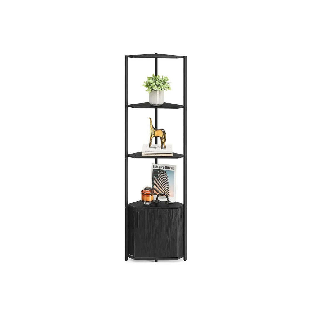 5 Tier Corner Shelving Unit With Cabinet Storage Space Saving Shelf – product view 1 | Stanwick Interiors