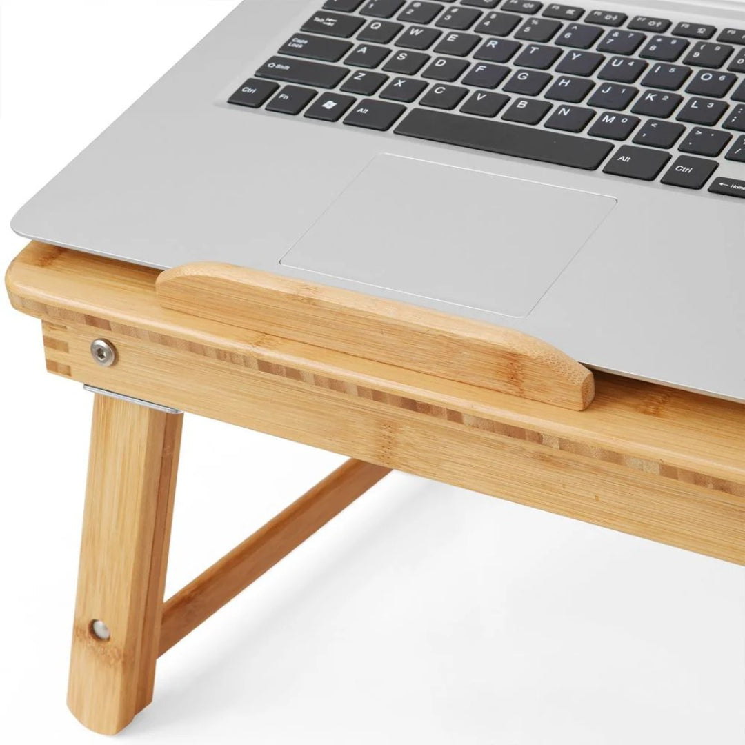 Bamboo Laptop Bed Desk With Tilting Top & Adjustable Height – product view 6 | Stanwick Interiors