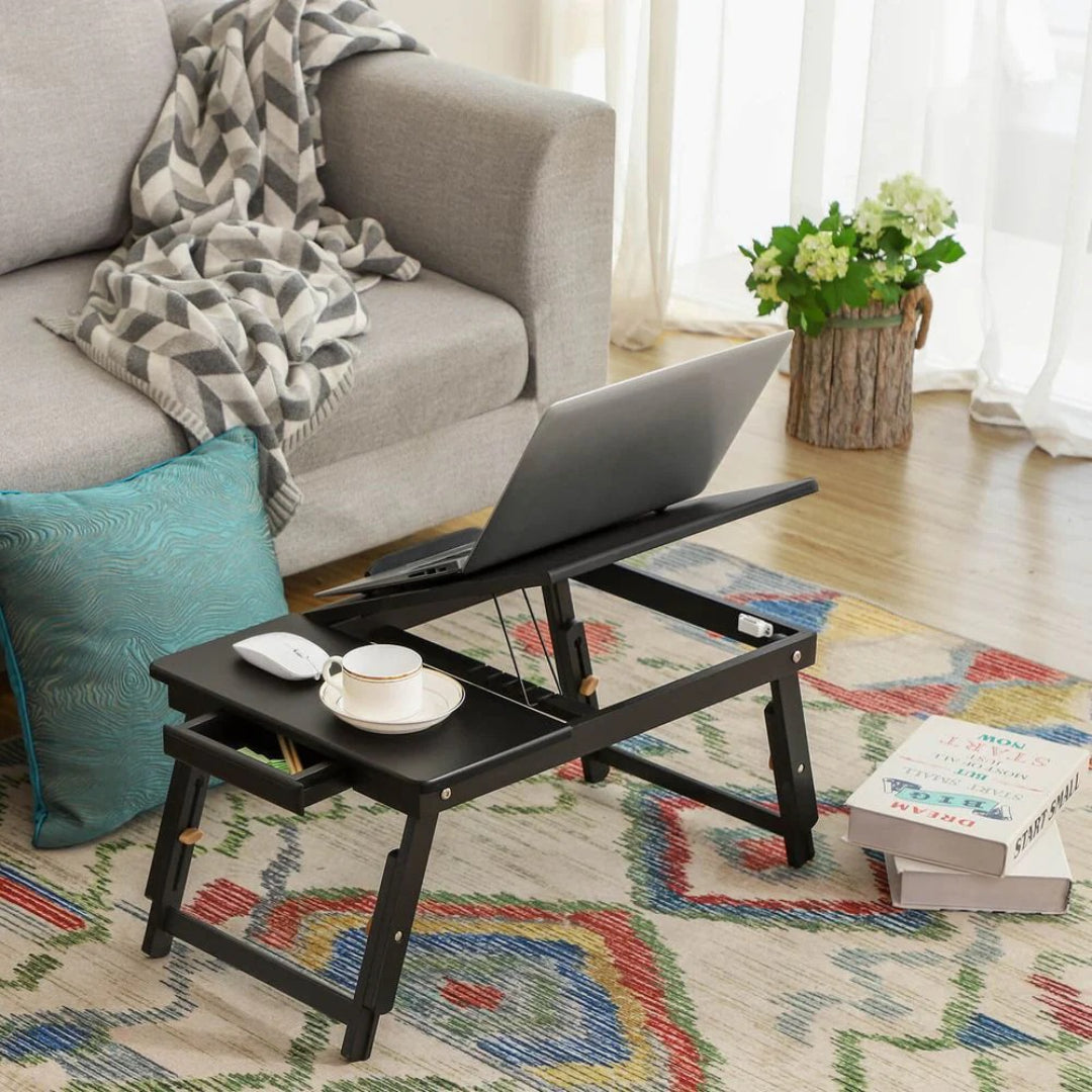 Bamboo Laptop Bed Desk With Tilting Top & Adjustable Height – product view 11 | Stanwick Interiors