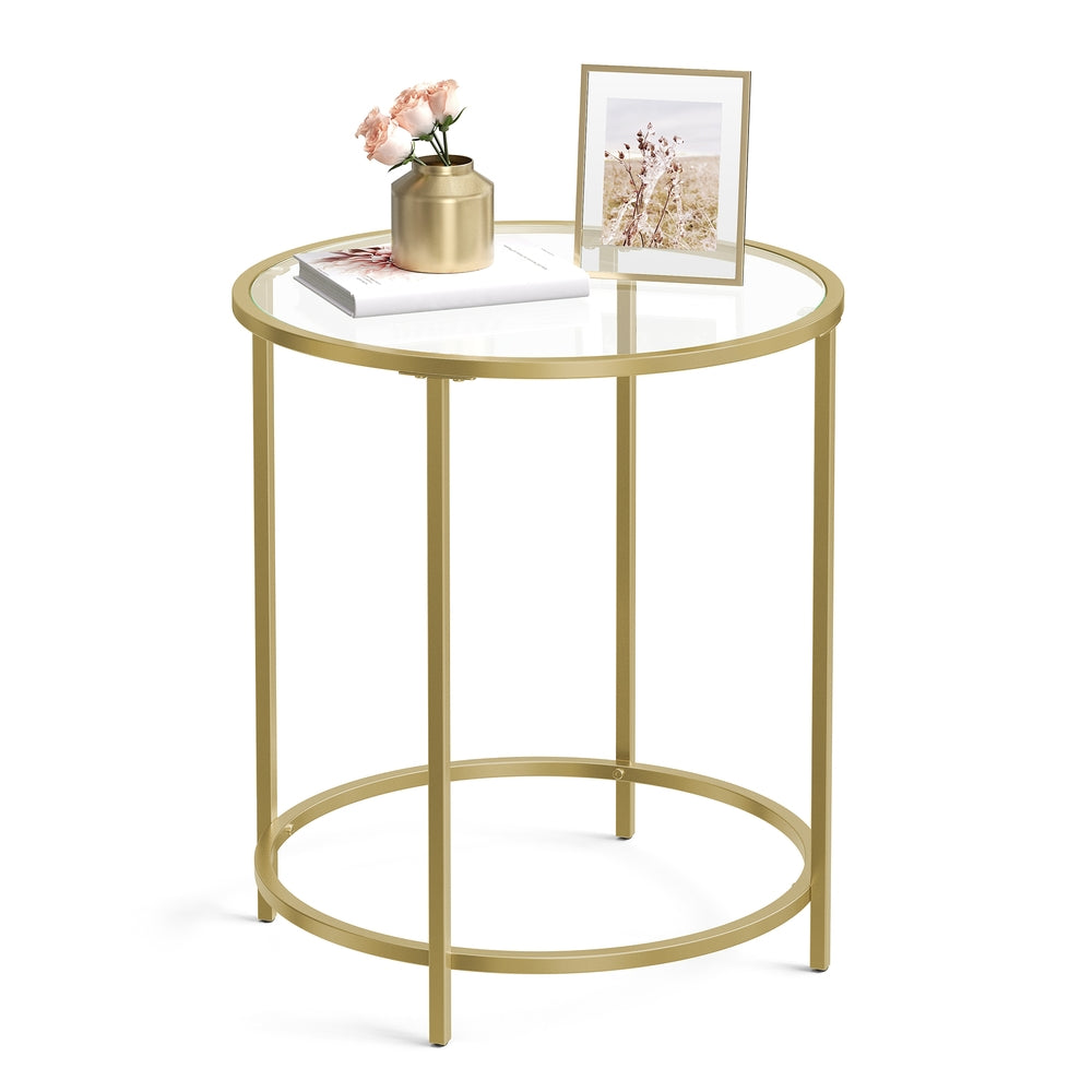 Glass End Table With Metal Frame - product photo 01