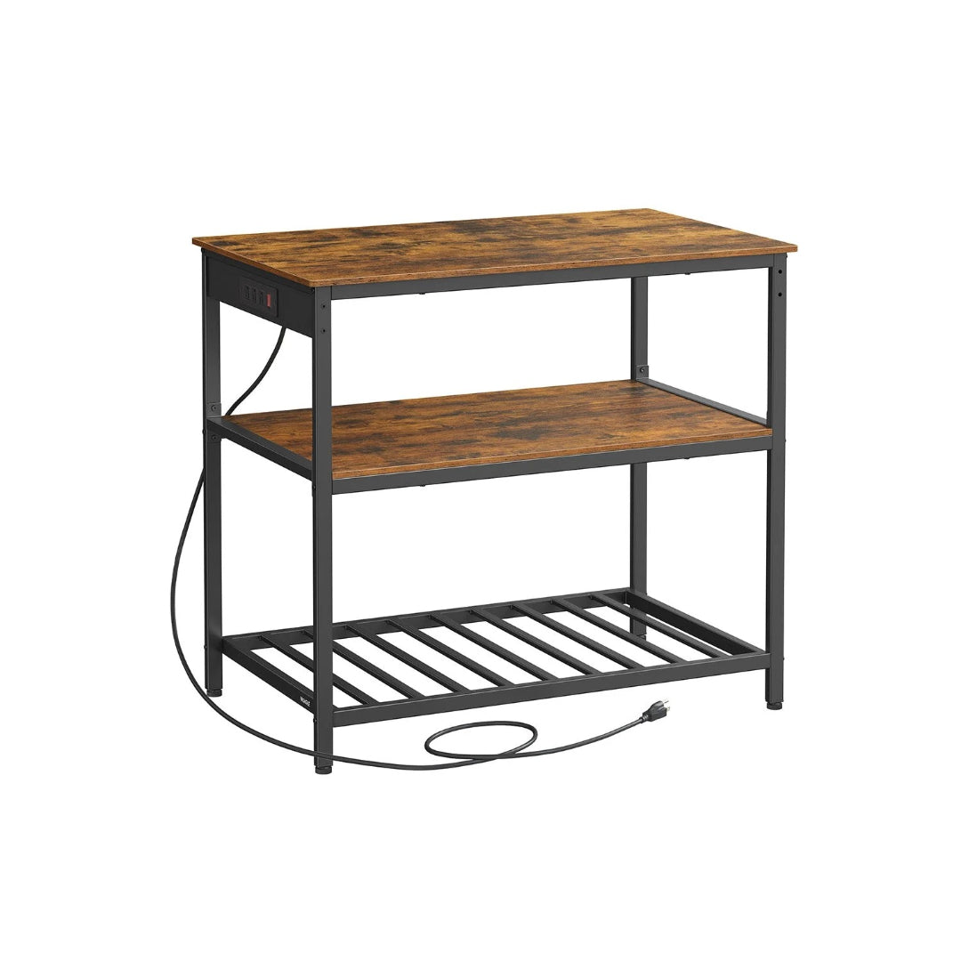 Kitchen Island with Power Outlet and 3-Tier Storage Shelves – product view 1 | Stanwick Interiors