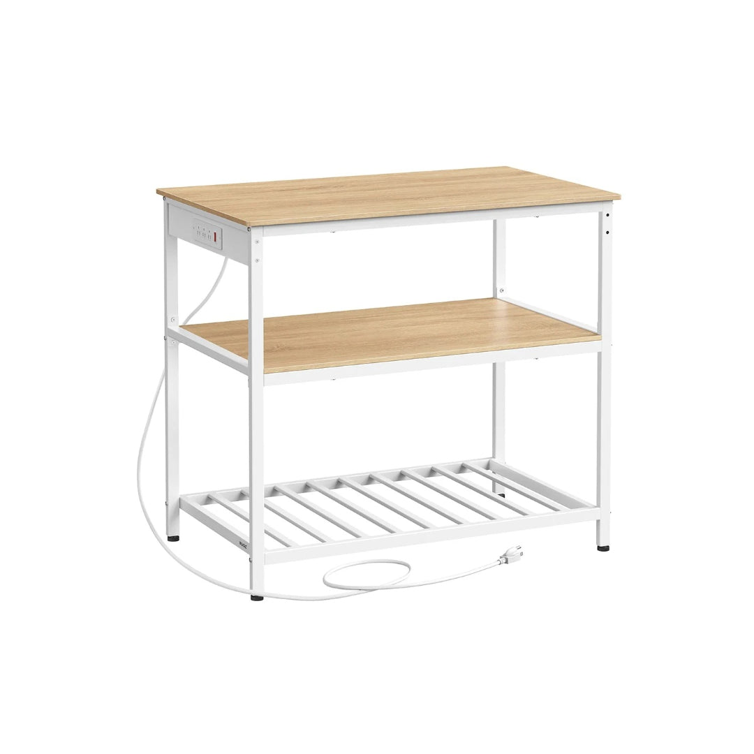 Kitchen Island with Power Outlet and 3-Tier Storage Shelves – product view 2 | Stanwick Interiors