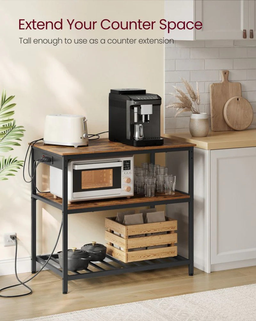 Kitchen Island with Power Outlet and 3-Tier Storage Shelves – product view 4 | Stanwick Interiors
