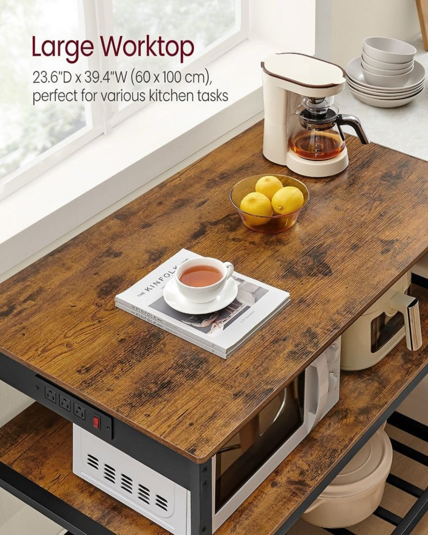 Kitchen Island with Power Outlet and 3-Tier Storage Shelves – product view 6 | Stanwick Interiors