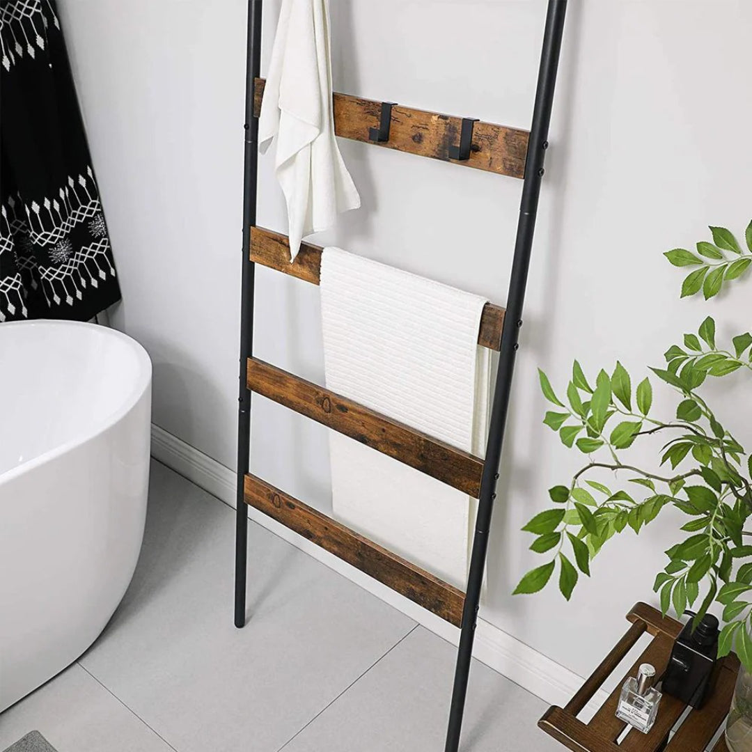 Ladder Shelf 5-Tier Blanket Rack Storage 25.6in Wide – product view 2 | Stanwick Interiors