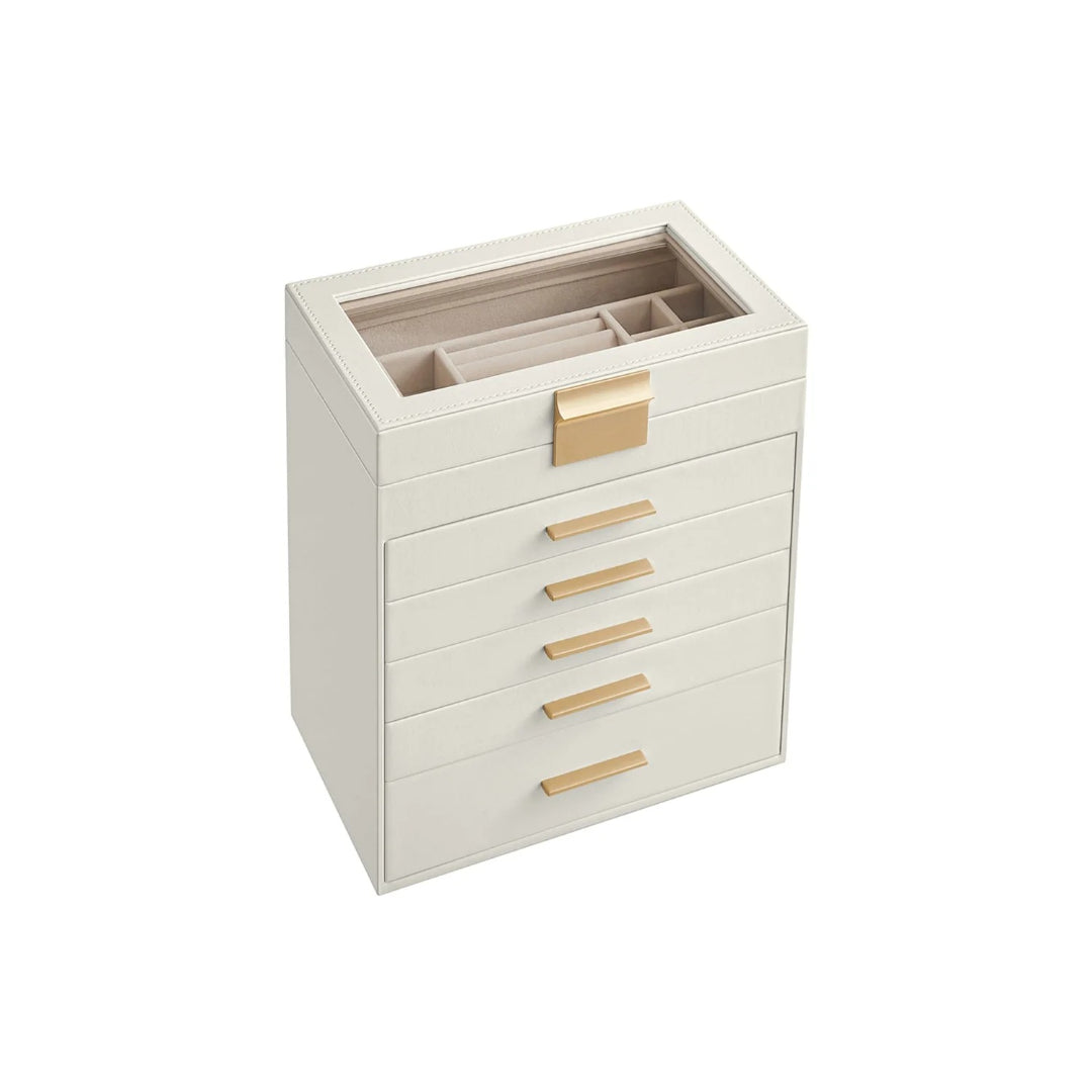Large Jewelry Box With Glass Lid 4 Or 6 Layer Organizer – product view 10 | Stanwick Interiors