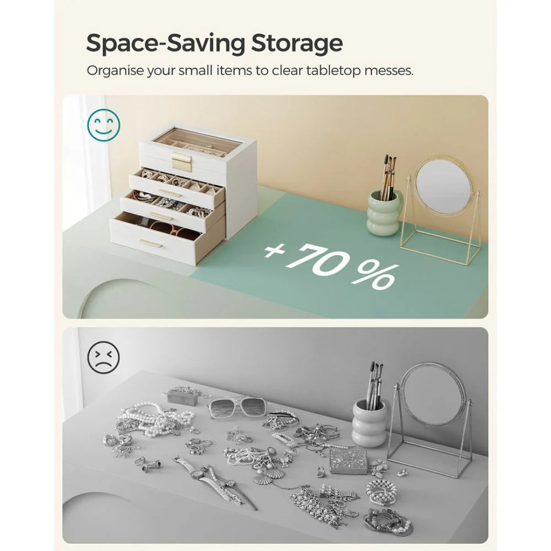 Large Jewelry Box With Glass Lid 4 Or 6 Layer Organizer – product view 14 | Stanwick Interiors