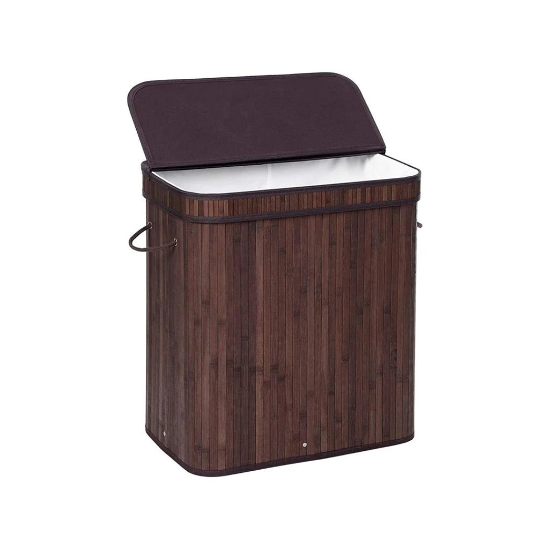 Laundry Hamper With Lid 26.4 Gallon Bamboo Basket 24in High – product view 2 | Stanwick Interiors