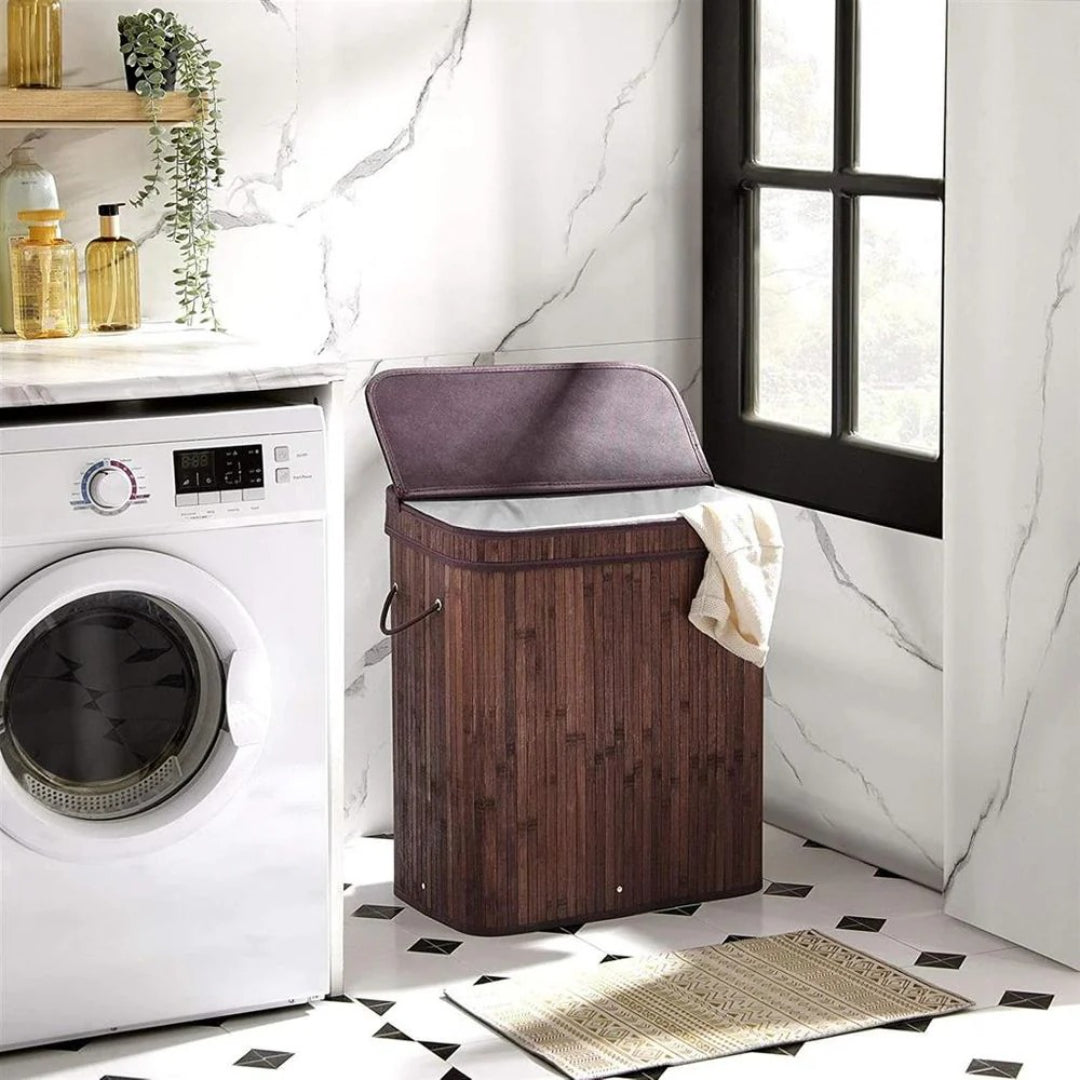 Laundry Hamper With Lid 26.4 Gallon Bamboo Basket 24in High – product view 11 | Stanwick Interiors