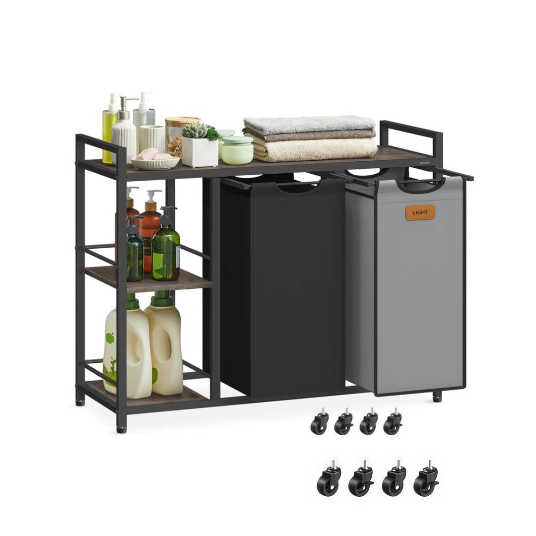 Laundry Hamper With Wheels 2 Compartments 26.4 Gallon Sorter – product view 1 | Stanwick Interiors