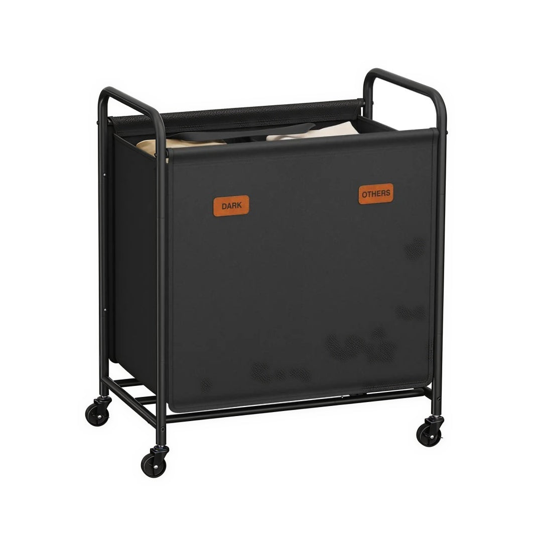Laundry Hamper With Wheels 2 Section 37 Gallon Sorter – product view 1 | Stanwick Interiors
