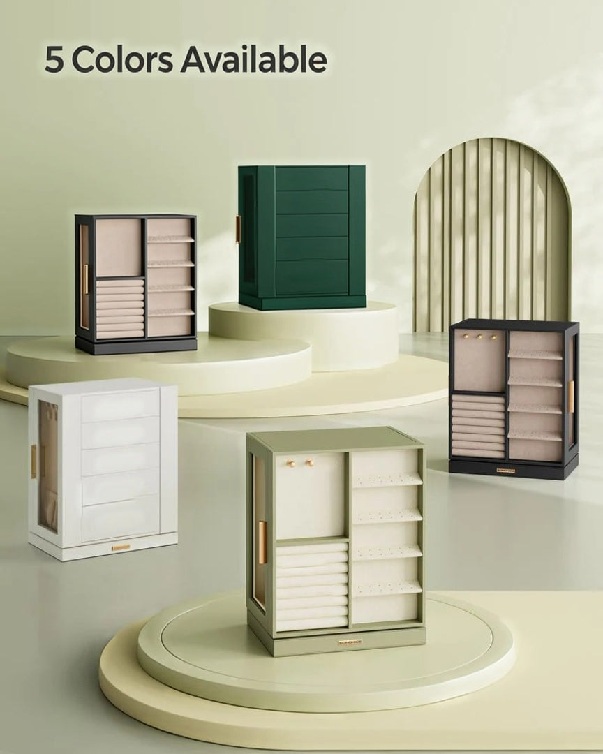 Rotating Jewelry Box Organizer With 5 Drawers And Hooks – product view 15 | Stanwick Interiors