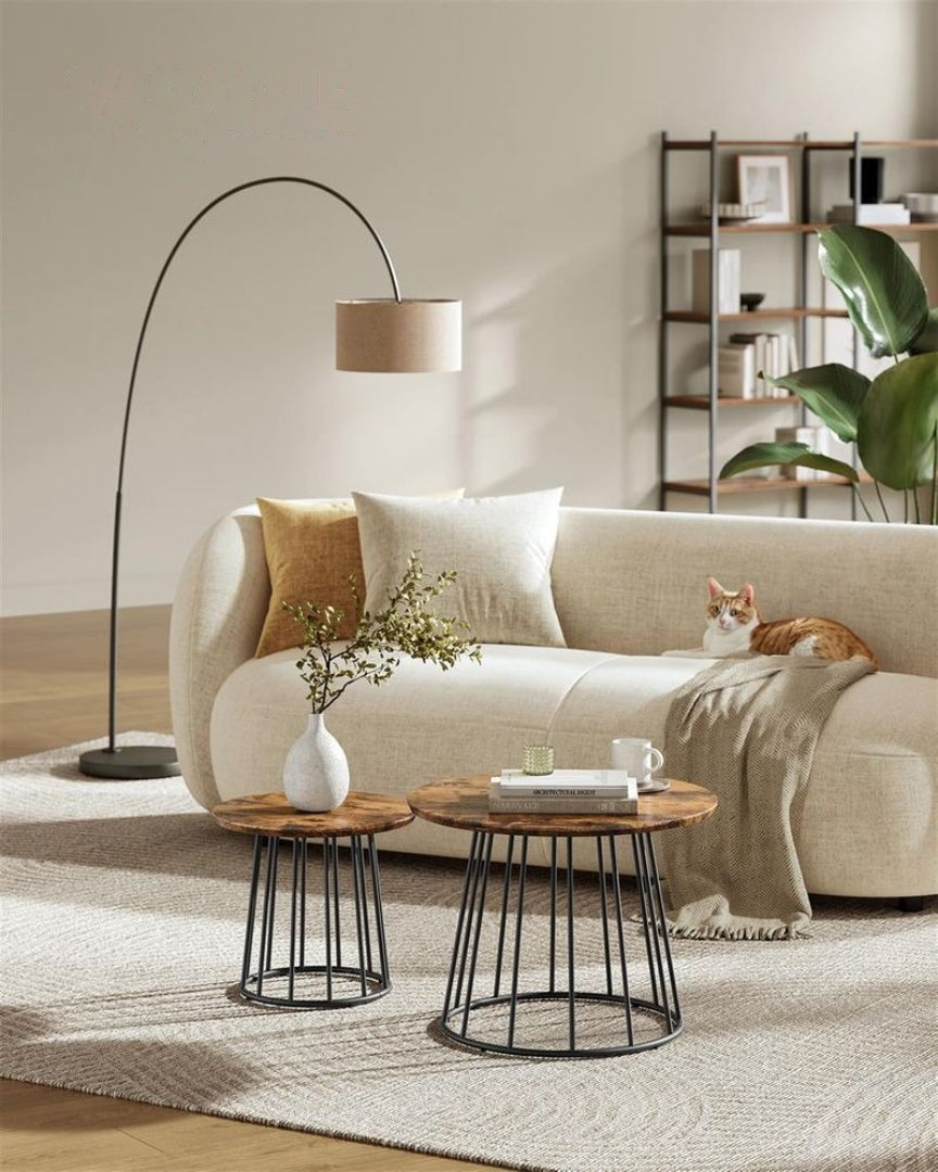 Round Coffee Table Set of 2 with Steel Frame – product view 2 | Stanwick Interiors