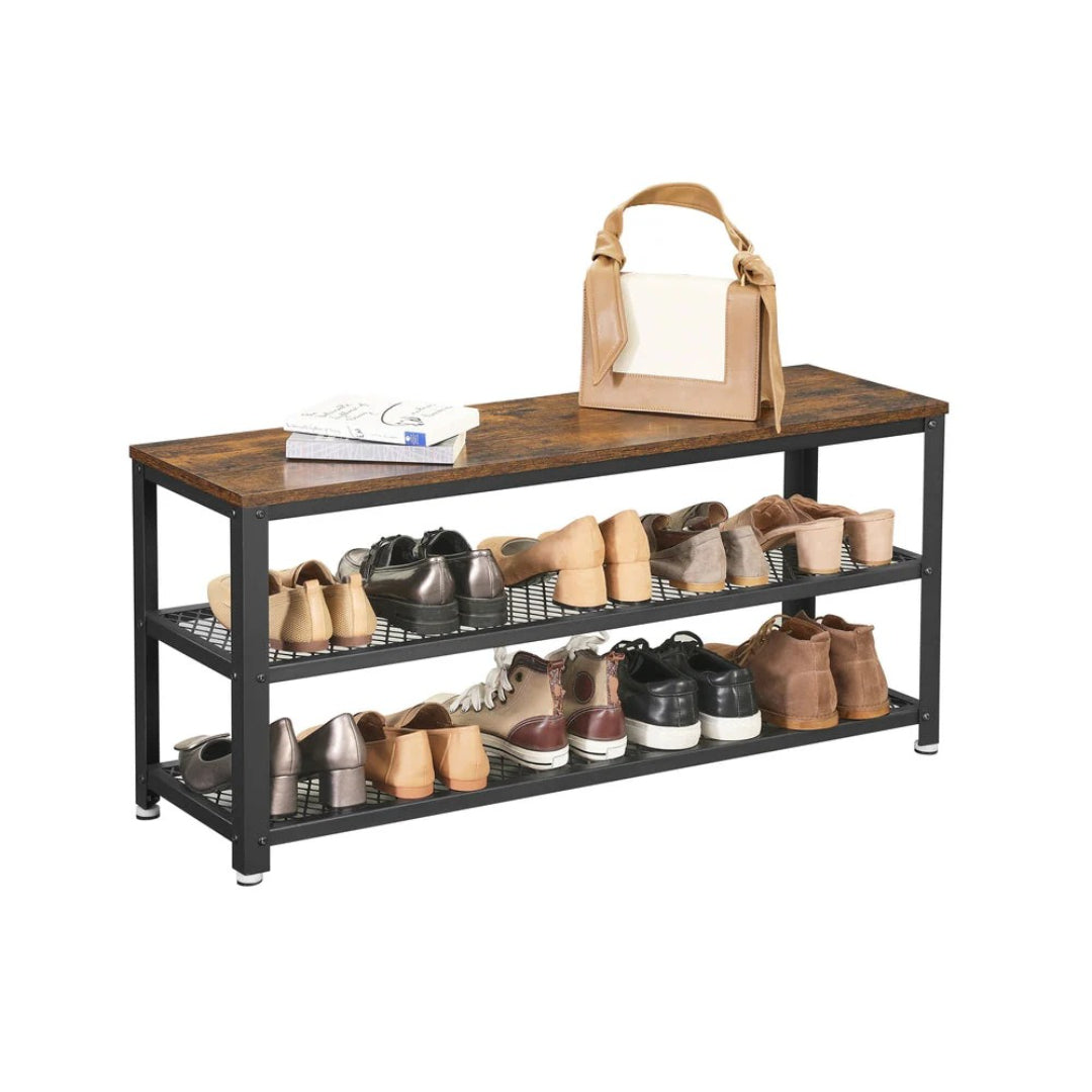 3 Tier Shoe Storage Bench With Metal Shelves – product view 1 | Stanwick Interiors