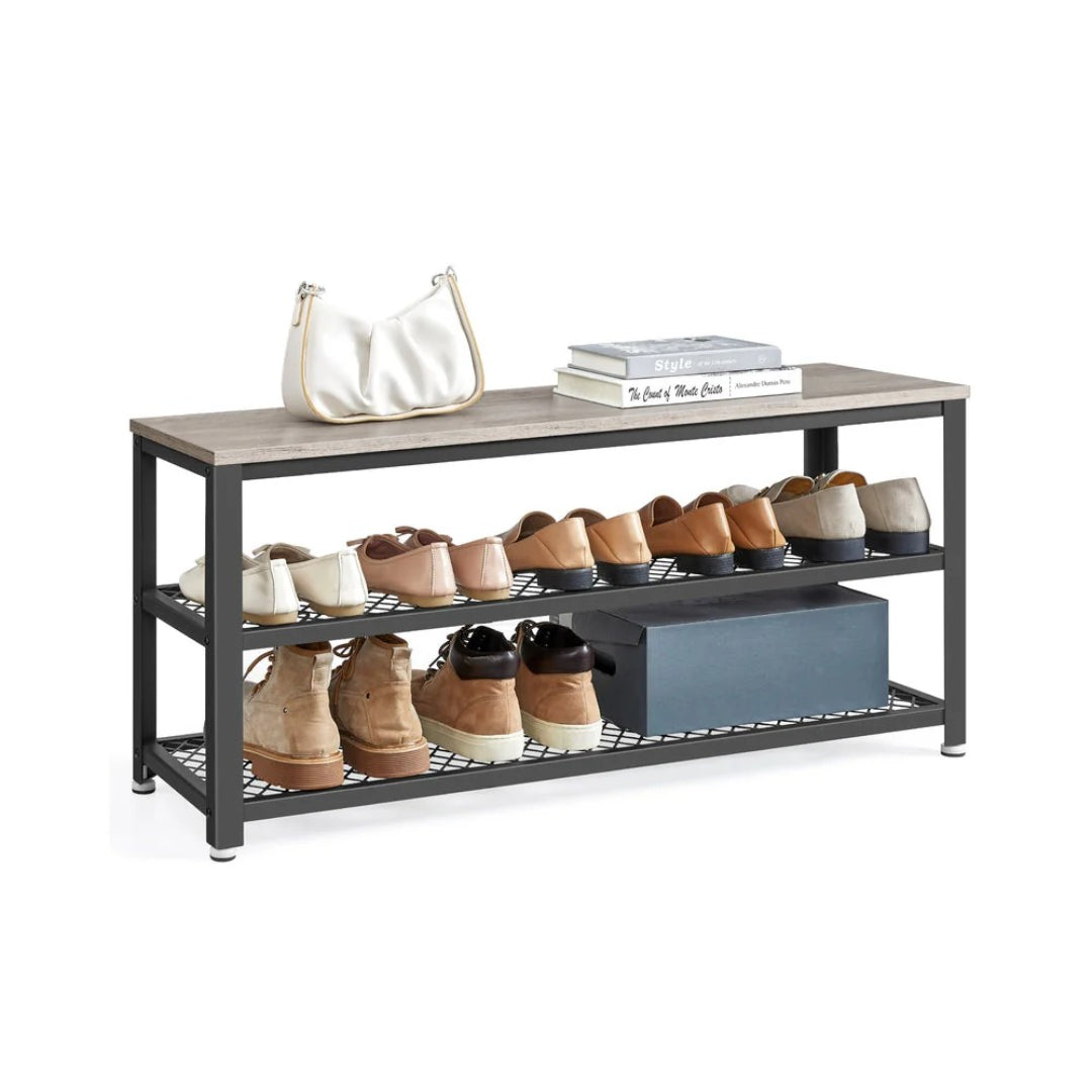 3 Tier Shoe Storage Bench With Metal Shelves – product view 2 | Stanwick Interiors