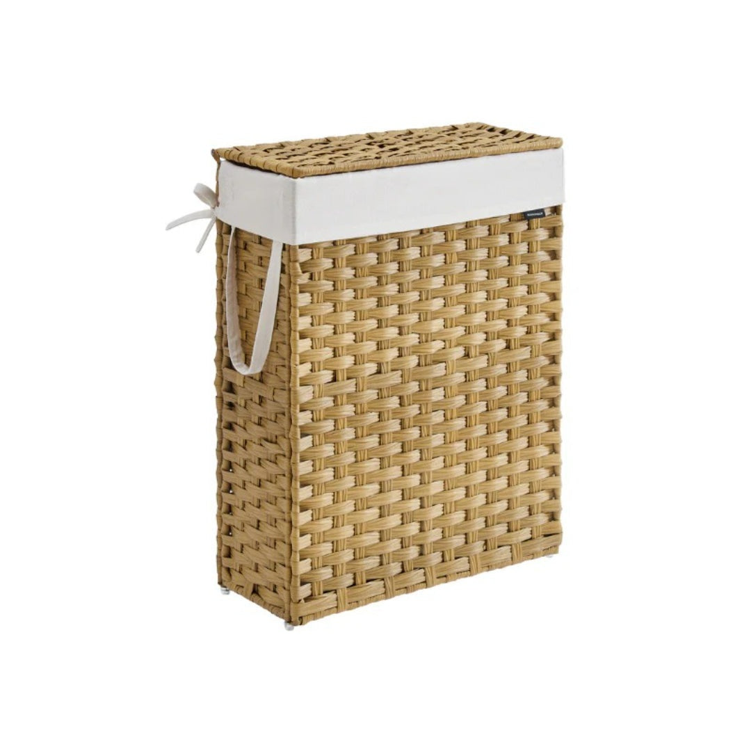 Slim Laundry Hamper With Lid 14.5 Gallon Rattan Basket – product view 1 | Stanwick Interiors